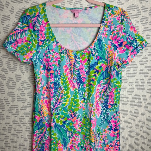 LILLY PULITZER UPF 50+ TAMMY CATCH THE WAVE SHORT SLEEVE DRESS 29495 SZ MEDIUM - Picture 2 of 10